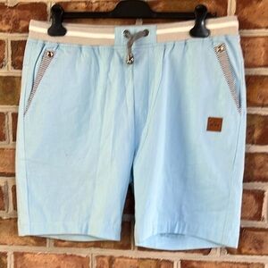 Reverb Light Blue Shorts with Brown Patch. See measurements for size